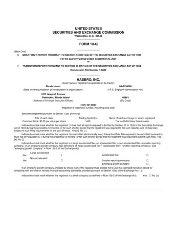 Thumbnail Hasbro 10-Q Quarterly Report FY2021 