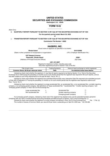 Thumbnail Hasbro 10-Q Quarterly Report FY2025 