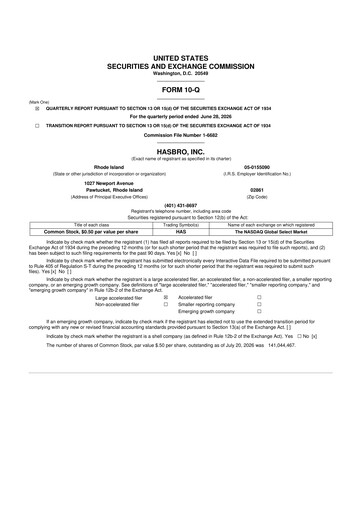 Thumbnail Hasbro 10-Q Quarterly Report FY2026 