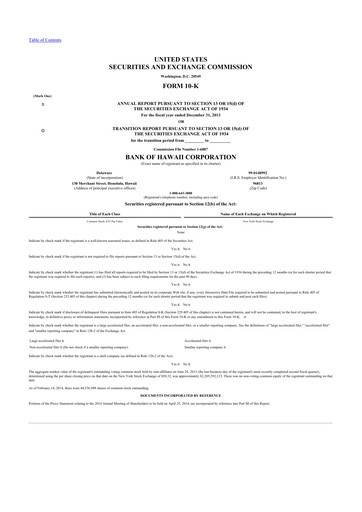 Thumbnail Bank of Hawaii
 10-K Annual Report 2013