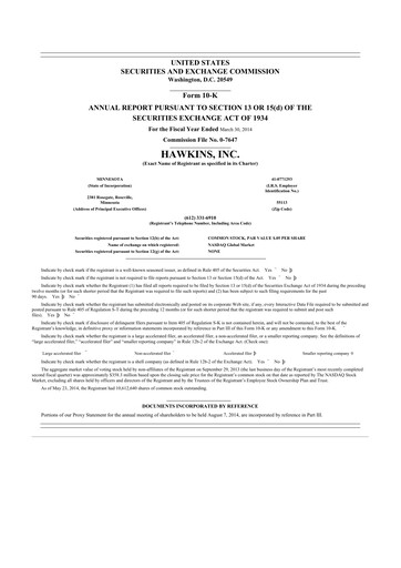 Thumbnail Hawkins 10-K Annual Report 2014