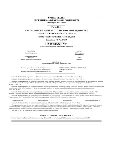 Thumbnail Hawkins 10-K Annual Report 2015