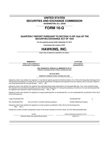 Thumbnail Hawkins 10-Q Quarterly Report FY2016 