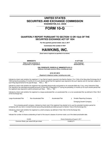 Thumbnail Hawkins 10-Q Quarterly Report FY2018 