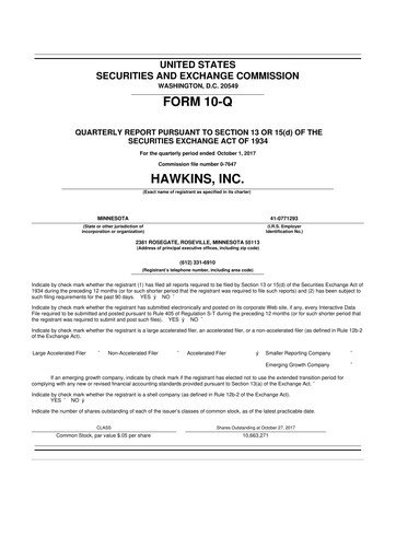 Thumbnail Hawkins 10-Q Quarterly Report FY2018 