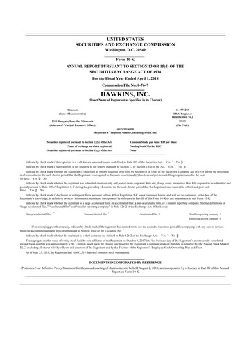 Thumbnail Hawkins 10-K Annual Report 2018
