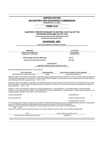 Thumbnail Hawkins 10-Q Quarterly Report FY2020 