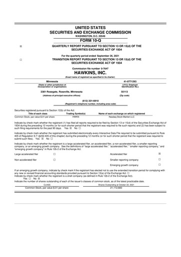 Thumbnail Hawkins 10-Q Quarterly Report FY2022 