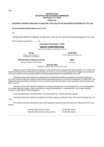Thumbnail HEICO 10-Q Quarterly Report FY2013 