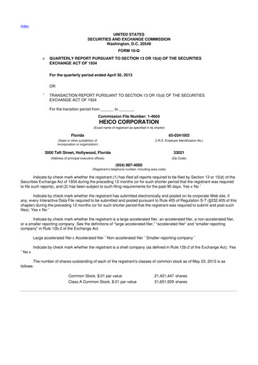 Thumbnail HEICO 10-Q Quarterly Report FY2013 