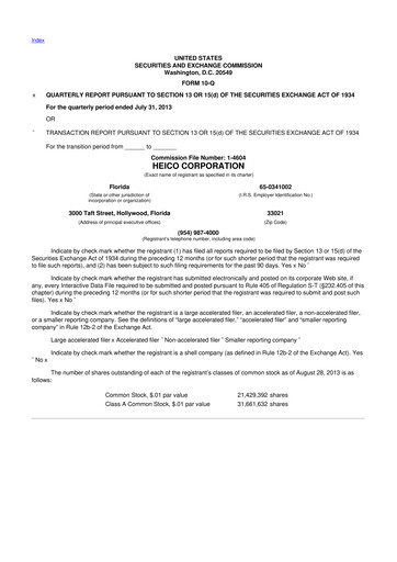 Thumbnail HEICO 10-Q Quarterly Report FY2013 