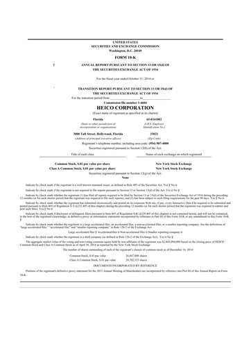 Thumbnail HEICO 10-K Annual Report 2014