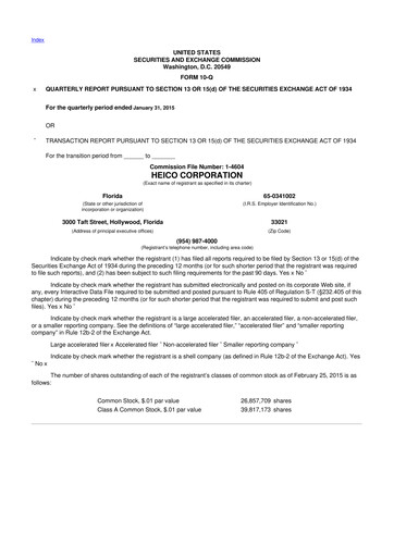 Thumbnail HEICO 10-Q Quarterly Report FY2015 