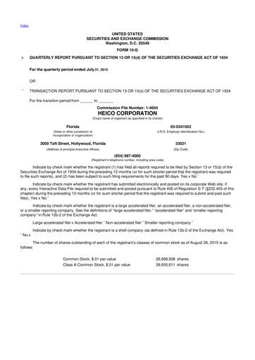 Thumbnail HEICO 10-Q Quarterly Report FY2015 