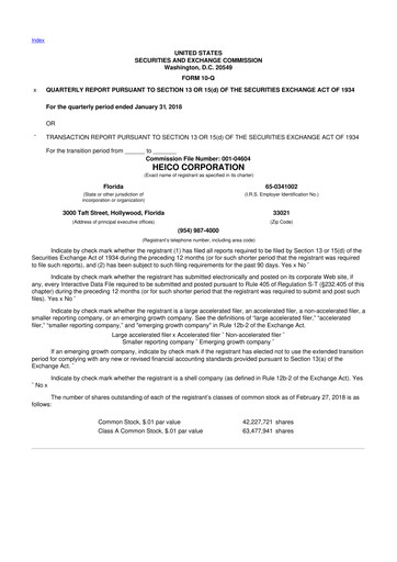 Thumbnail HEICO 10-Q Quarterly Report FY2018 