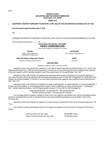 Thumbnail HEICO 10-Q Quarterly Report FY2018 