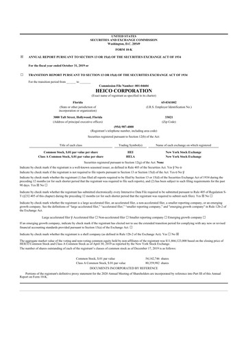 Thumbnail HEICO 10-K Annual Report 2019