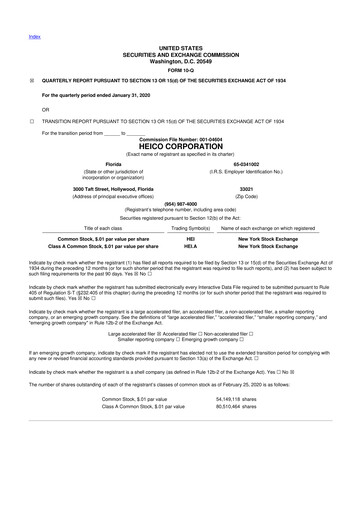 Thumbnail HEICO 10-Q Quarterly Report FY2020 