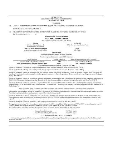 Thumbnail HEICO 10-K Annual Report 2020