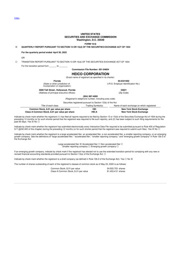 Thumbnail HEICO 10-Q Quarterly Report FY2022 