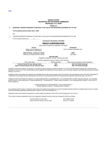 Thumbnail HEICO 10-Q Quarterly Report FY2023 