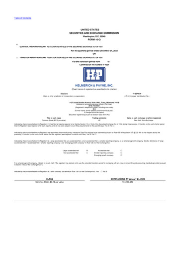 Thumbnail Helmerich & Payne

 10-Q Quarterly Report FY 