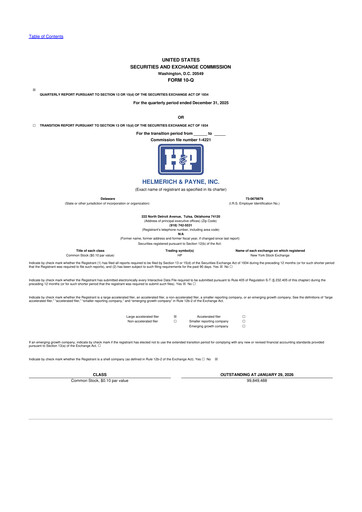 Thumbnail Helmerich & Payne

 10-Q Quarterly Report FY2026 
