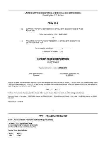 Thumbnail The Hershey Company 10-Q Quarterly Report FY 