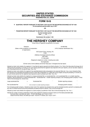 Thumbnail The Hershey Company 10-Q Quarterly Report FY2017 