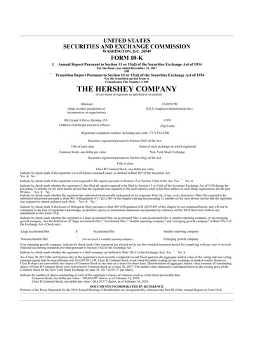 Thumbnail The Hershey Company 10-K Annual Report 2017