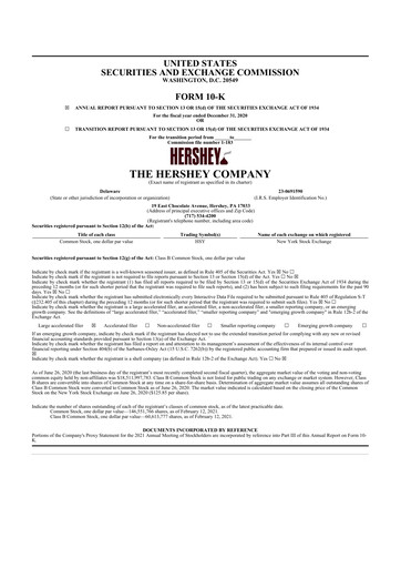 Thumbnail The Hershey Company 10-K Annual Report 2020