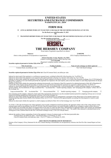 Thumbnail The Hershey Company 10-K Annual Report 2021