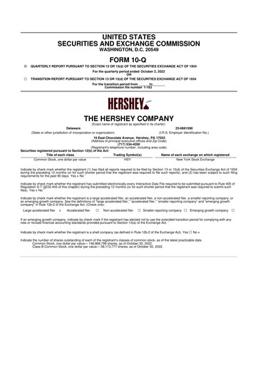 Thumbnail The Hershey Company 10-Q Quarterly Report FY2022 