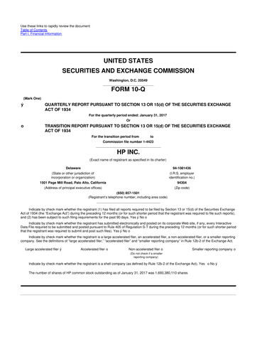 Thumbnail HP 10-Q Quarterly Report FY2017 