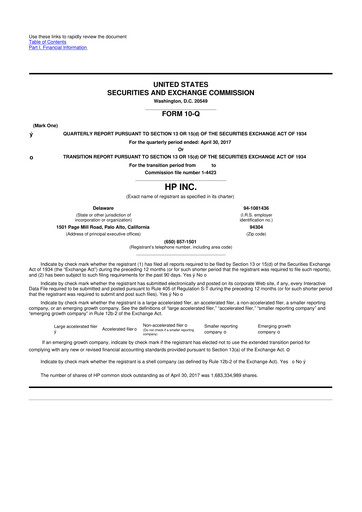 Thumbnail HP 10-Q Quarterly Report FY2017 