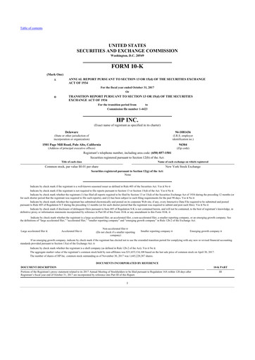 Thumbnail HP 10-K Annual Report 