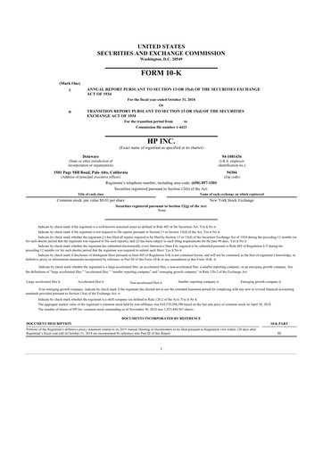 Thumbnail HP 10-K Annual Report 2018