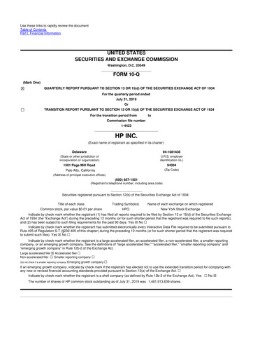 Thumbnail HP 10-Q Quarterly Report FY2019 