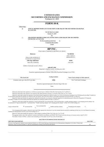 Thumbnail HP 10-K Annual Report 2019