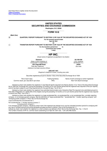 Thumbnail HP 10-Q Quarterly Report FY2021 