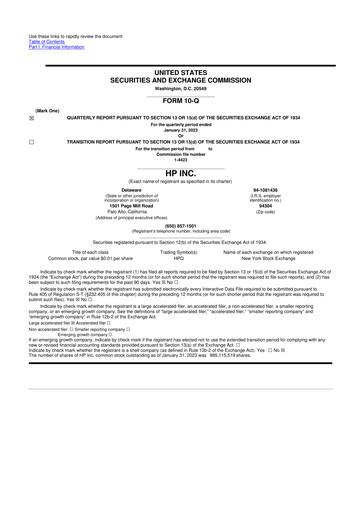 Thumbnail HP 10-Q Quarterly Report FY2023 