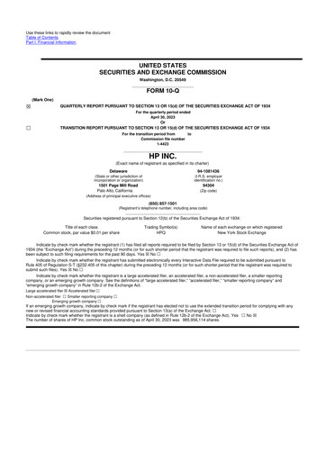Thumbnail HP 10-Q Quarterly Report FY2023 
