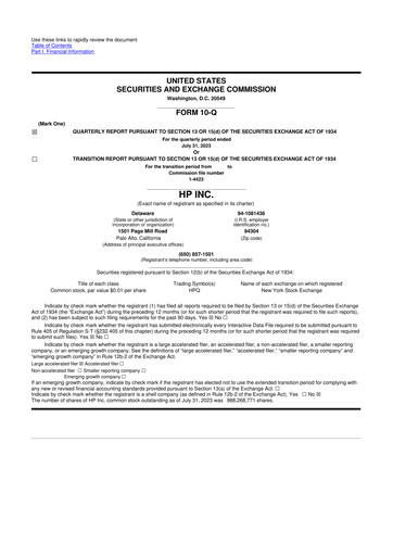 Thumbnail HP 10-Q Quarterly Report FY2023 