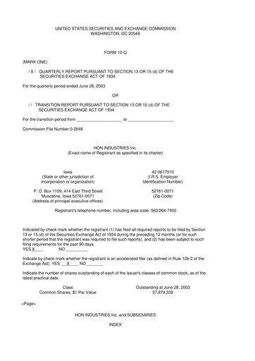 Thumbnail HNI Corporation
 10-Q Quarterly Report FY 