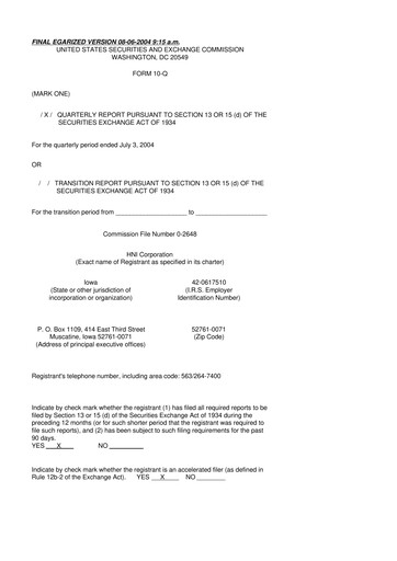 Thumbnail HNI Corporation
 10-Q Quarterly Report FY 