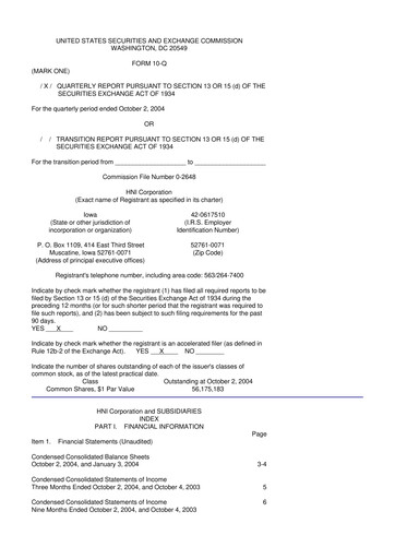 Thumbnail HNI Corporation
 10-Q Quarterly Report FY 