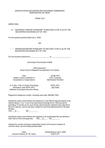Thumbnail HNI Corporation
 10-Q Quarterly Report FY 