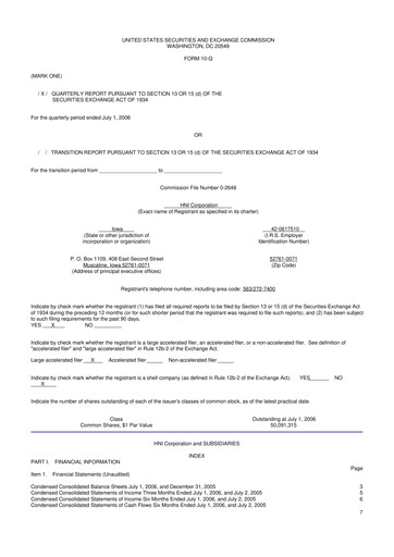 Thumbnail HNI Corporation
 10-Q Quarterly Report FY 