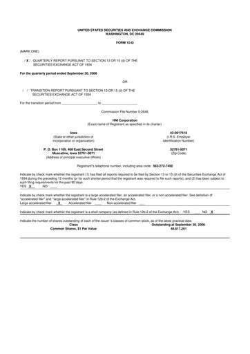Thumbnail HNI Corporation
 10-Q Quarterly Report FY 