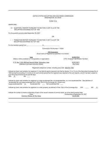 Thumbnail HNI Corporation
 10-Q Quarterly Report FY 
